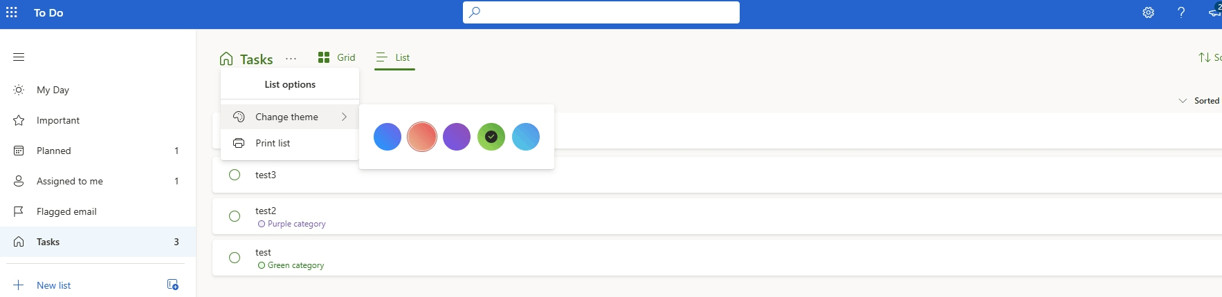 Why I can't choose a color for my To Do lists? - Microsoft Q&A