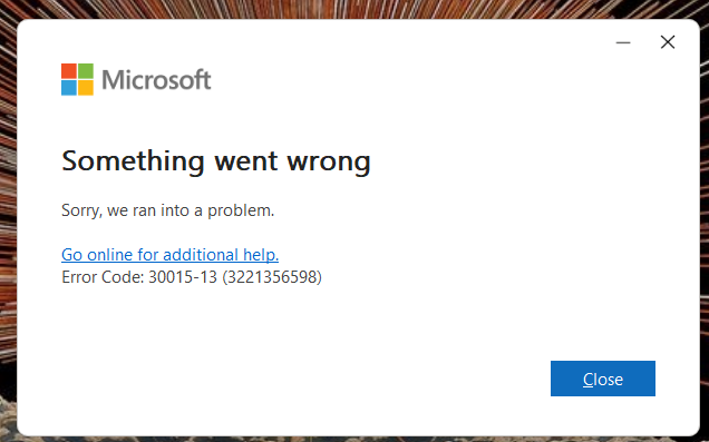 Office Installation Error 30015-13 & 