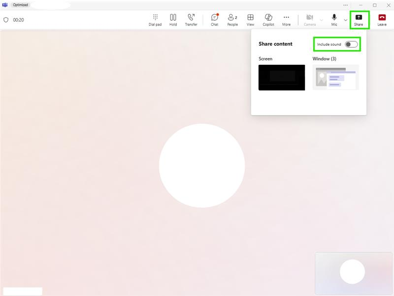 When sharing my screen with sound, I could not hear the attendees ...