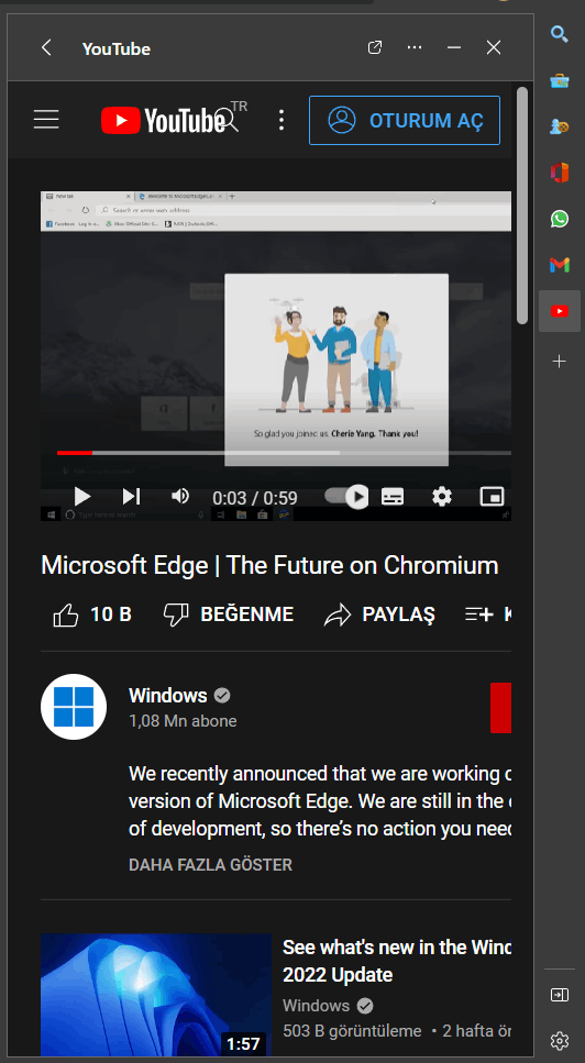 Microsoft Edge Sidebar Not Displayng Youtube Correctly - Microsoft Q&A