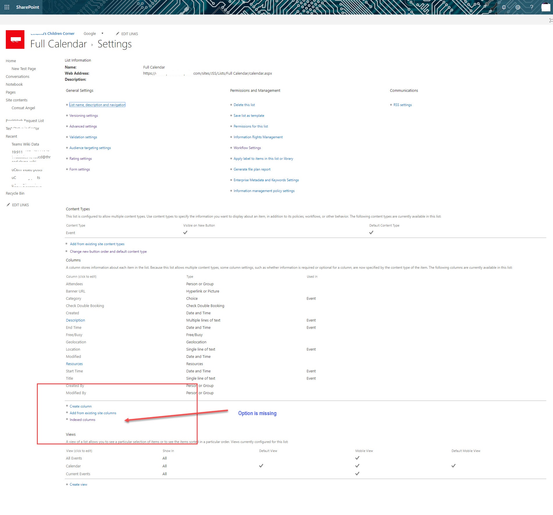 Unable to reorder columns on an Event List in SharePoint Online ...