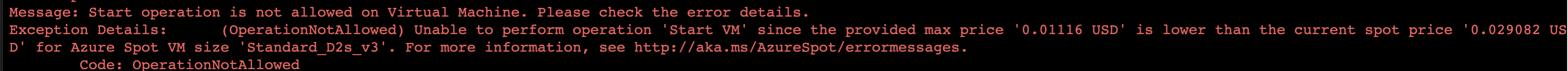 Error message from cli