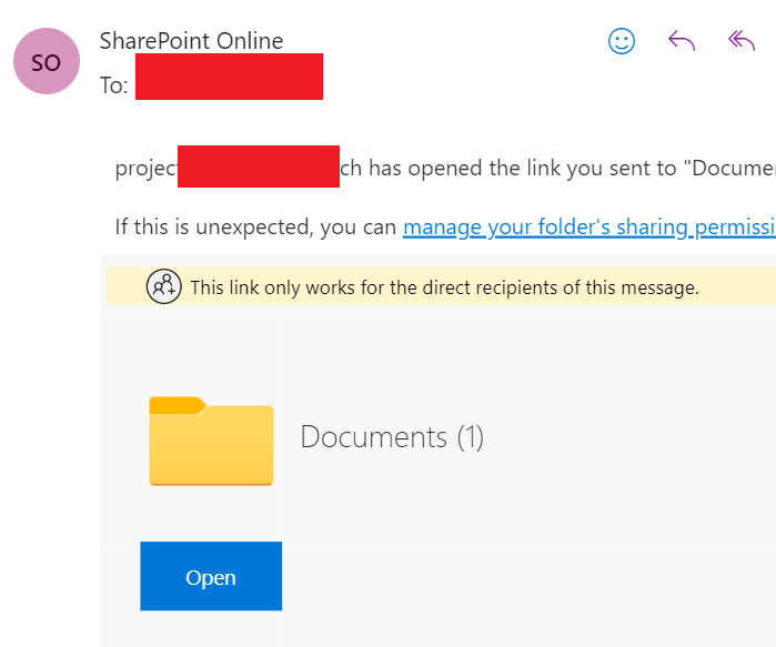 Not receiving notification via email that someone opens up link I ...