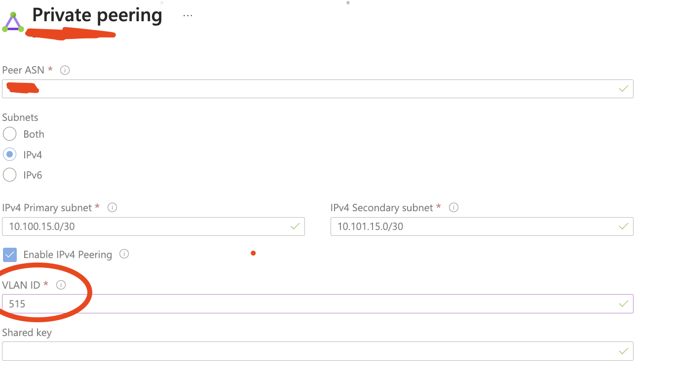 Azure Peering - 1 VLAN