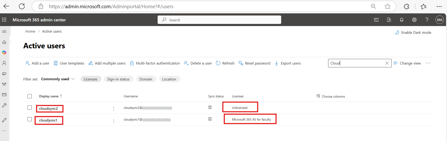 Azure AD Connect and Admin Center sync. - Microsoft Q&A