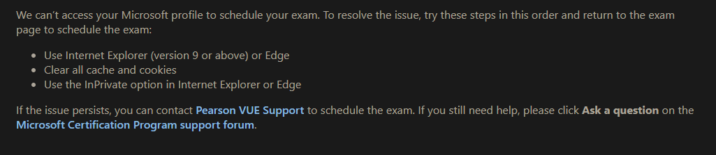 I am having trouble while trying to schedule my exam - Microsoft Q&A