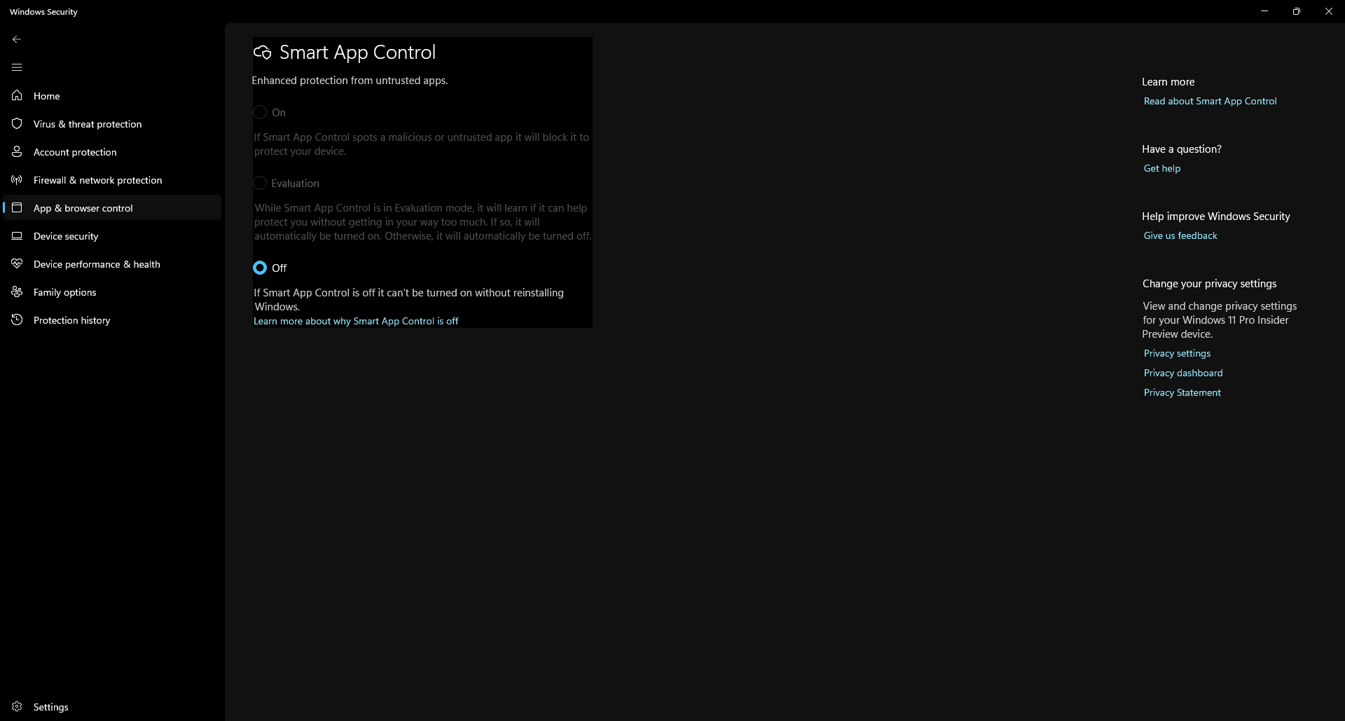 Why my Smart App Control is off? - Microsoft Q&A