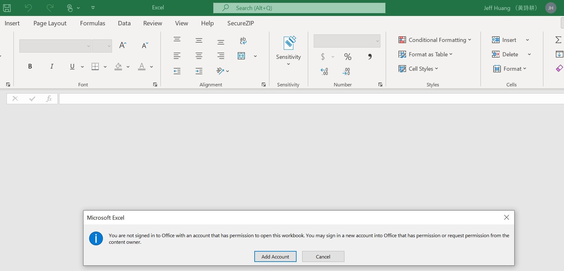 unable to open excel file due to rights management permission, please ...