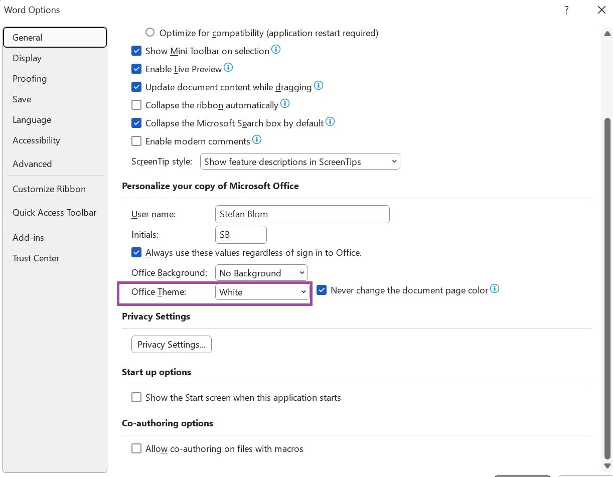 WORD: Screen colour - Microsoft Q&A