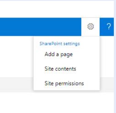 Screenshot of SharePoint settings including Site contents