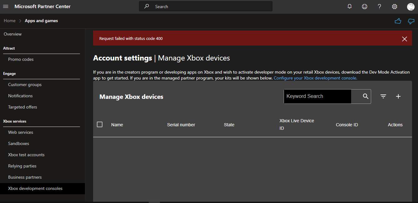 how-do-i-fix-request-failed-with-status-code-400-in-partner-center-xbox