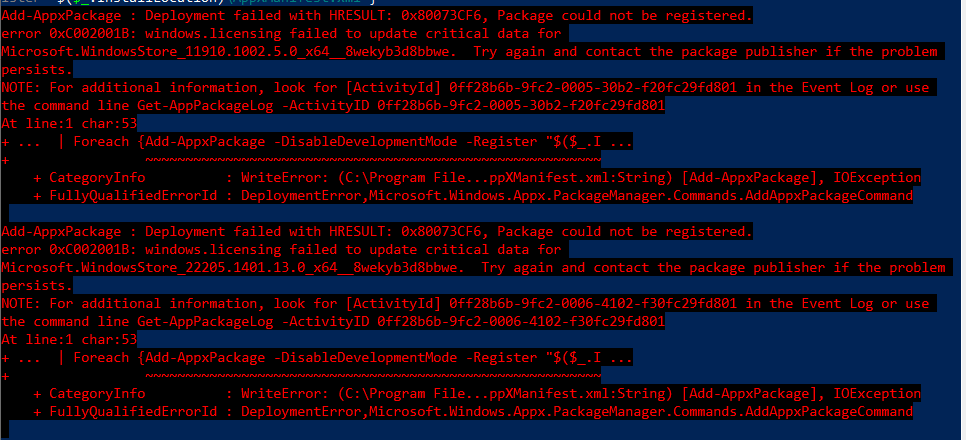 Error in Microsoft store when installing or updating softwares after ...