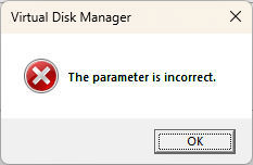 PARAMETER IS INCORRECT