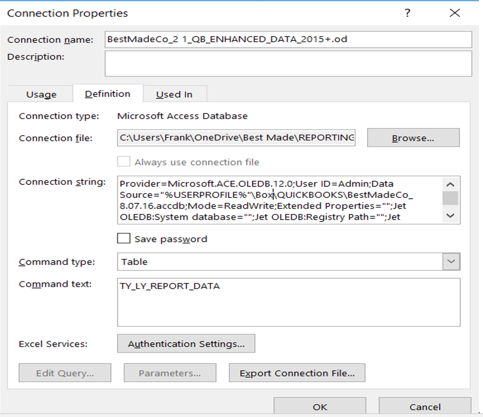 Connection string with folder variable name %USERPROFILE% - Microsoft Q&A