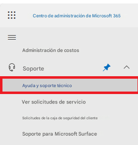 Centro de administración de Microsoft 365Administración de costosSoporteAyuda y soporte técnicoVer solicitudes de servicioSolicitudes de la caja de seguridad del clienteSoporte para Microsoft Surface