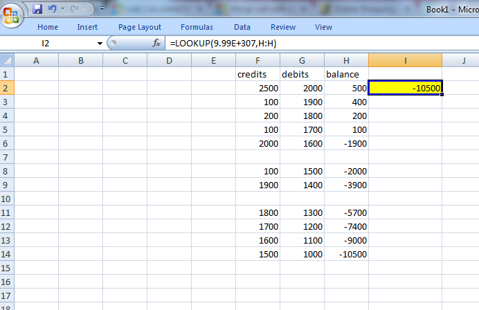 Last Calculated Balance of a Running Balance Transferred to Cell on the ...
