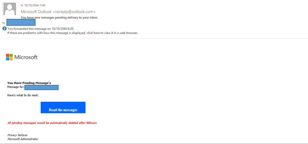 Is this a scam message/phishing mail ? | You have new messages pending ...