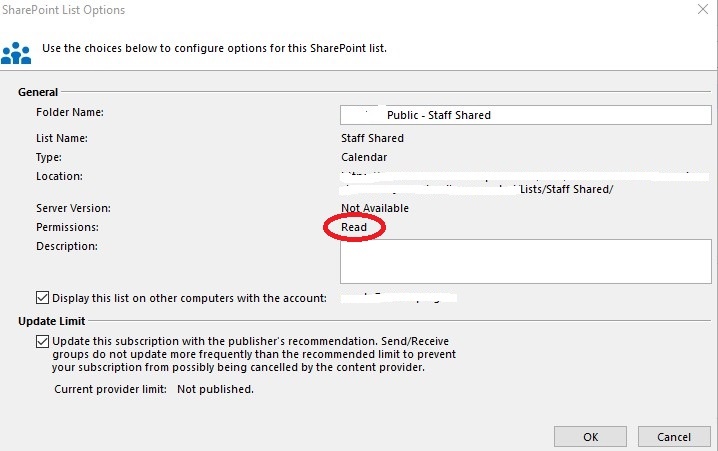 O365 SharePoint Calendar Sync and Read Only issues - Microsoft Q&A