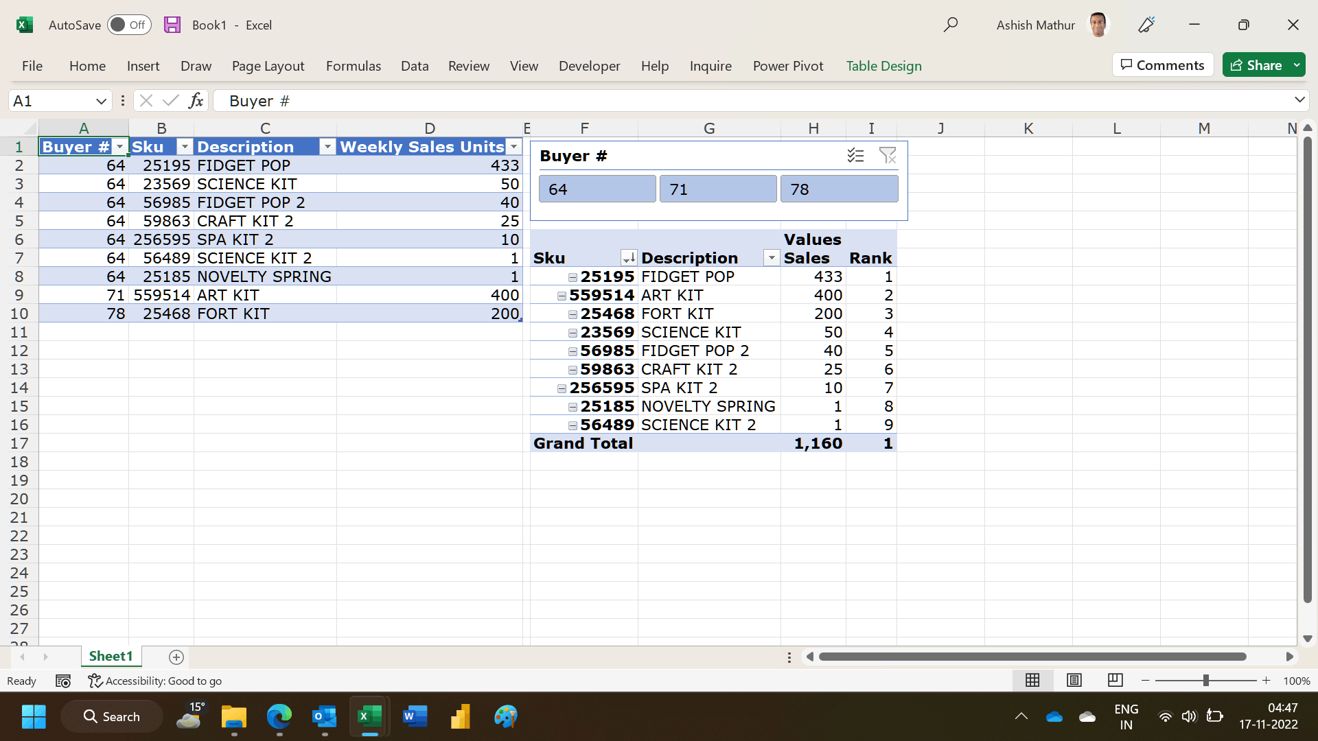 Unique ranking formula with filter - Microsoft Q&A