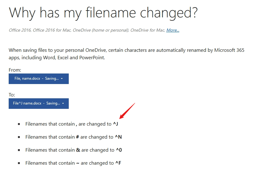Why do file names save with the "," replaced with "^J" - Microsoft Q&A