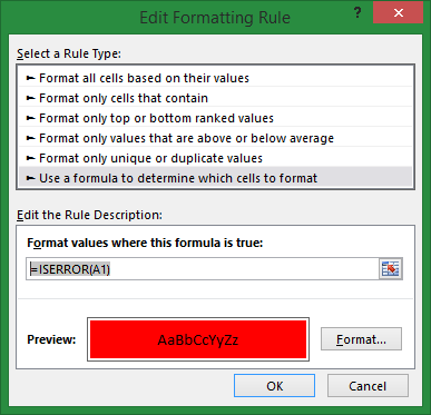 Conditional formatting an error value - Microsoft Q&A