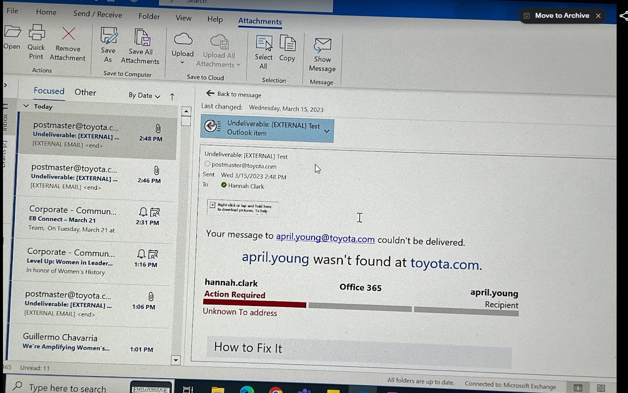 Outside orginazation can't send emails to me, but can to others in my ...