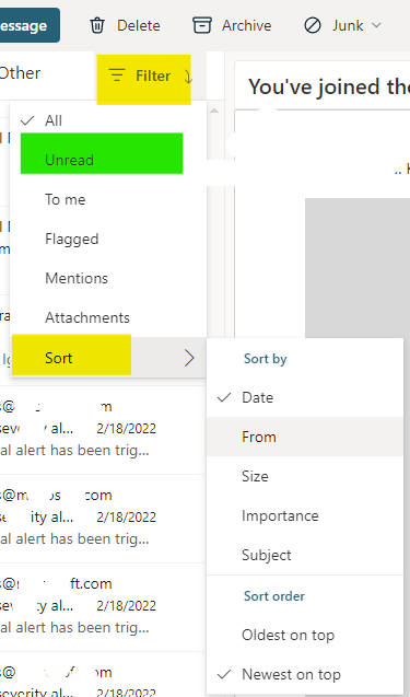 Inbox type: Unread First - Microsoft Q&A