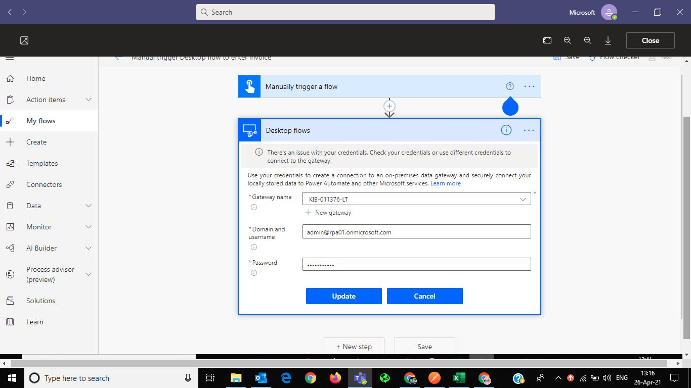 Issue with Login in On Premises Gateway in Powerautomate Flow ...