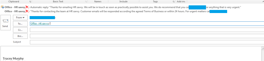 Change of email domain - old automatic replies still appearing and can ...