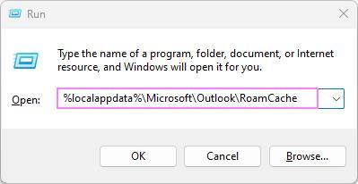 Open the folder containing the Outlook cache files.