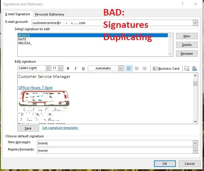 Outlook shared mailbox signatures defaulting to only one person's ...