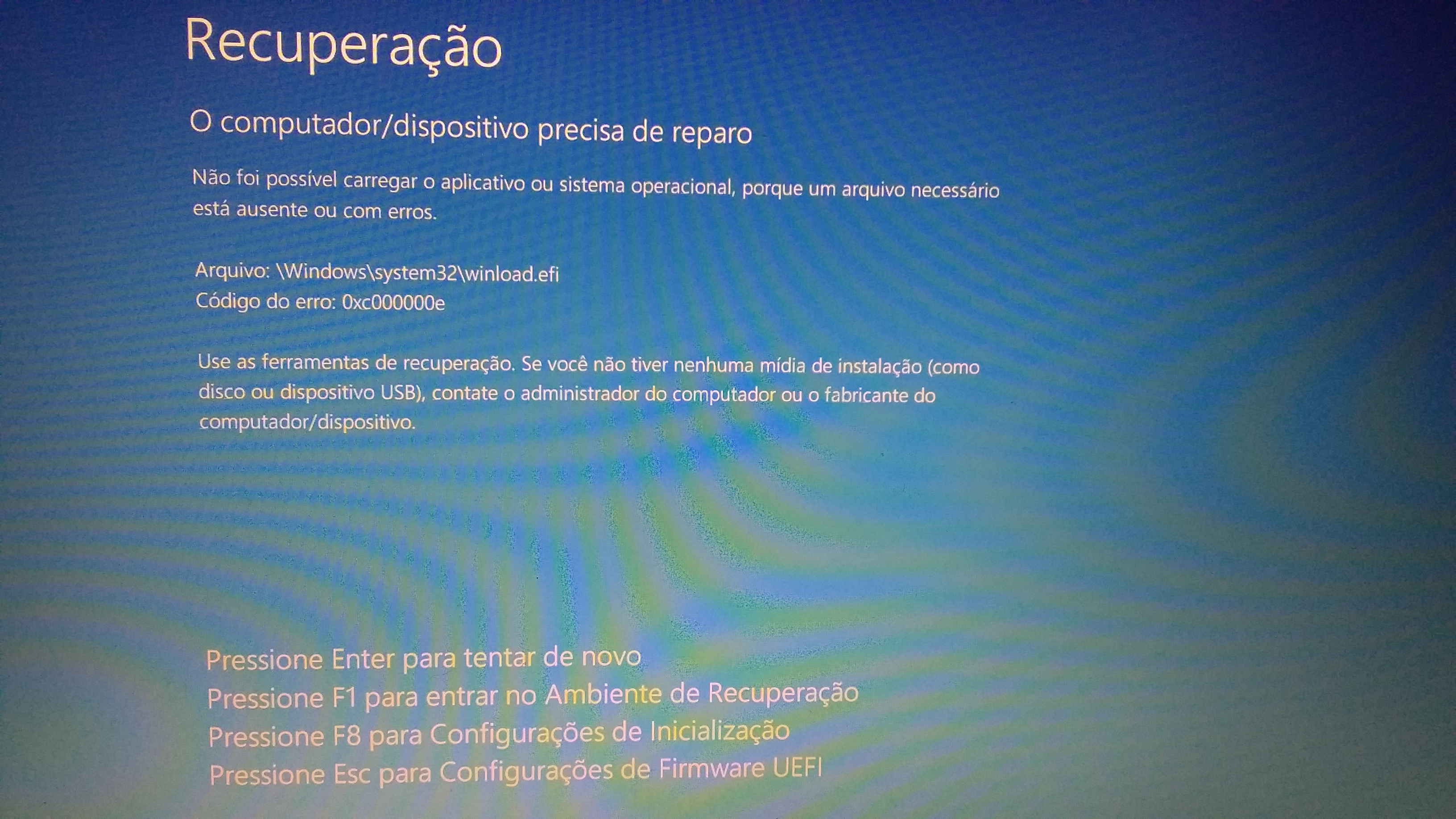 Windows 10 - Erro 0xc000000e - Problema com o arquivo winload.efi ...