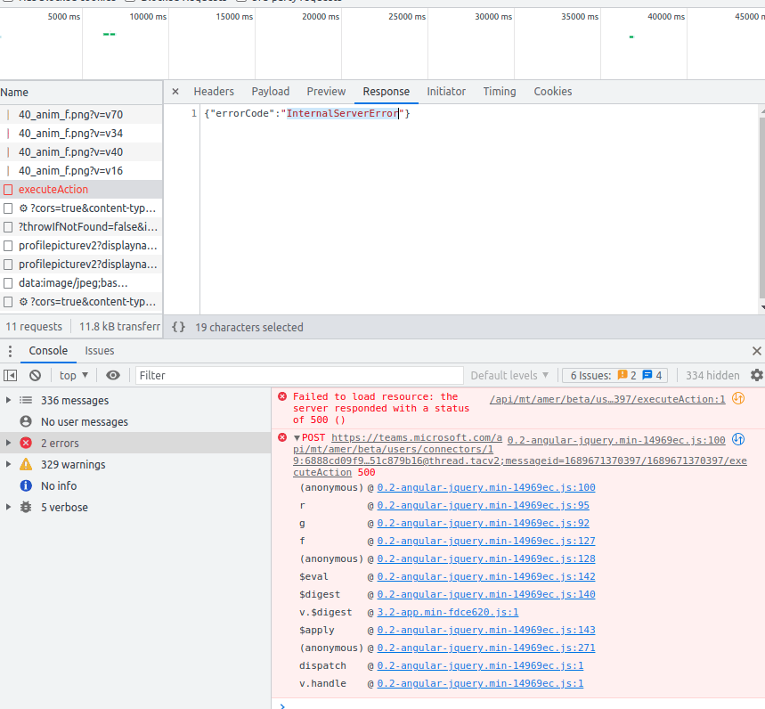 Message card with HttpPost action is erroring out "There was a problem ...