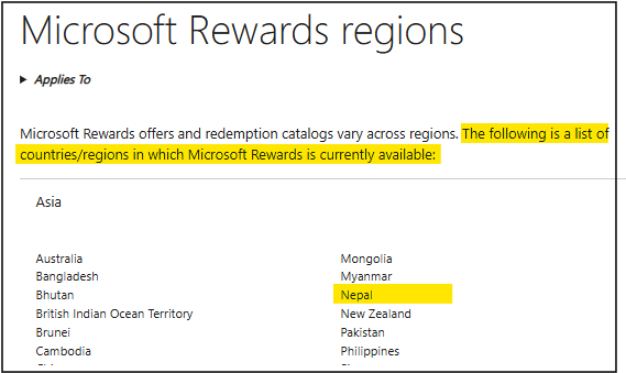 Request to Enable Microsoft Rewards in Nepal - Microsoft Q&A