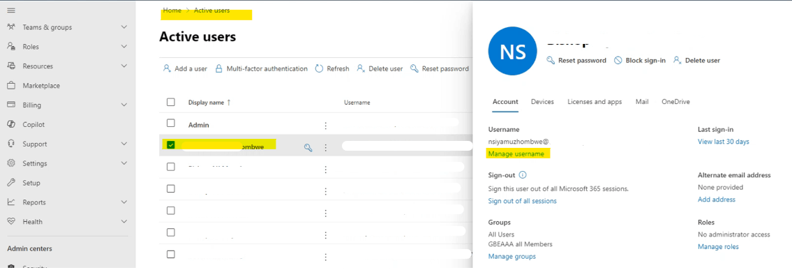 i want to change the username for my exchange account. How do I do this ...