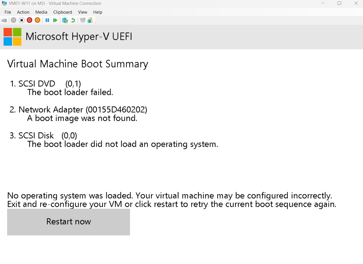 VM Creation Error 01