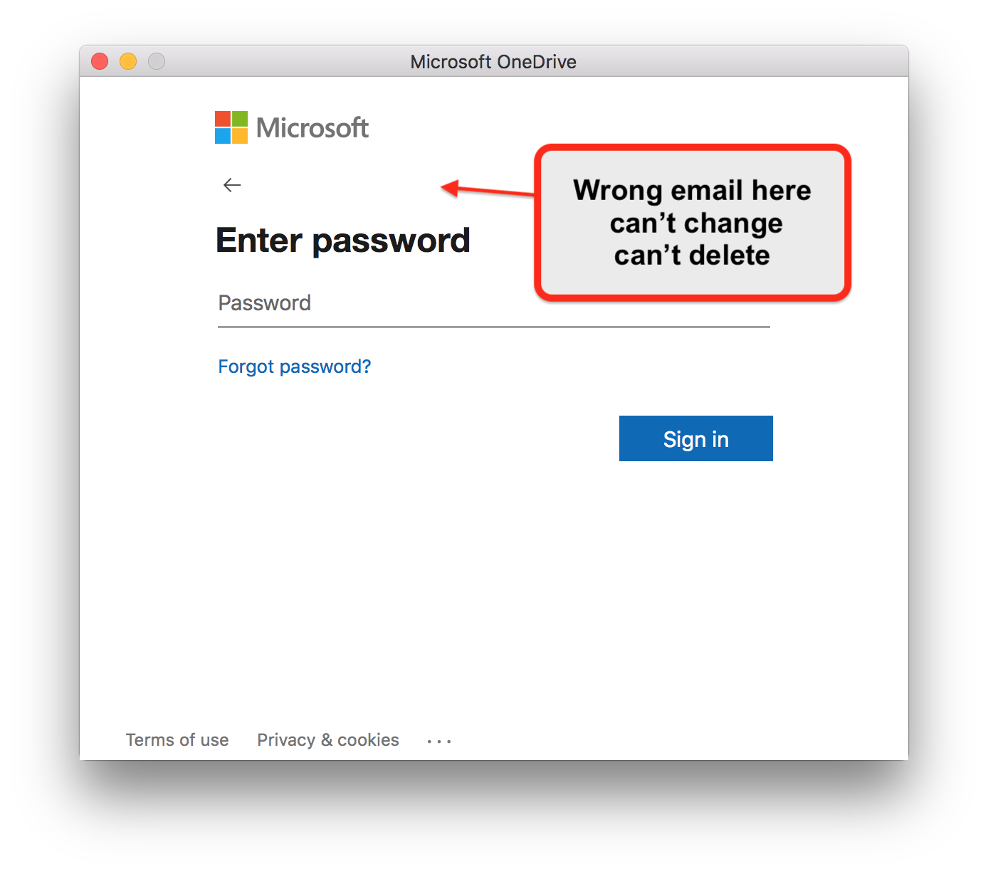 OneDrive on Mac - Can't sign in because WRONG email automatically ...