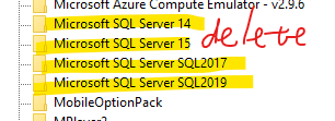 uninstalling sql server2019 - Microsoft Q&A