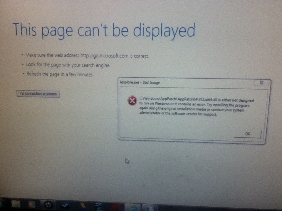 Message: AppPatch64\VCLdr64.dll isn't designed to run on windows or it ...