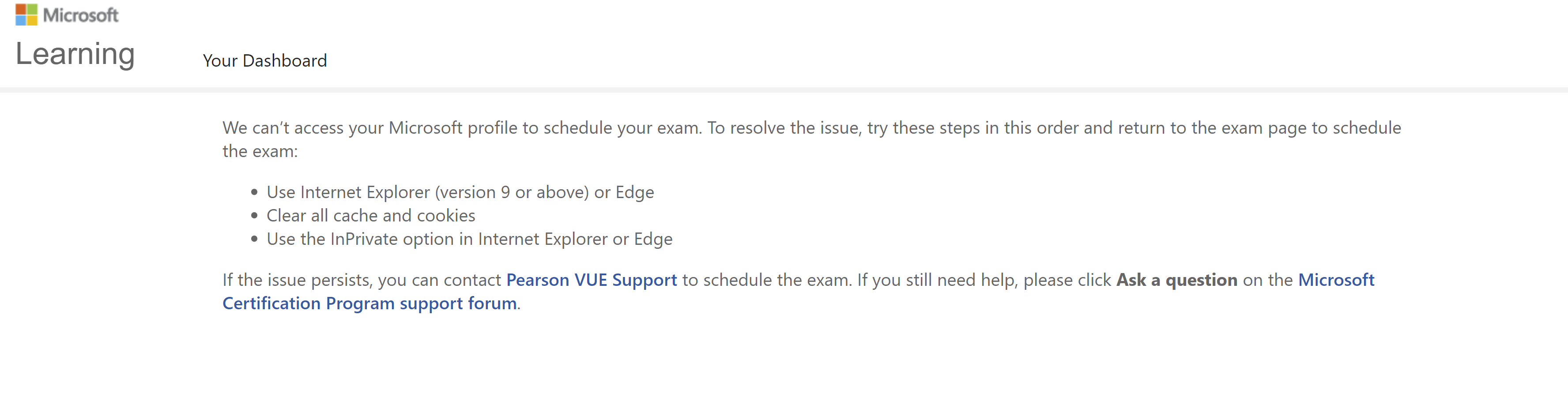 Unable to schedule my certification exam - Microsoft Q&A