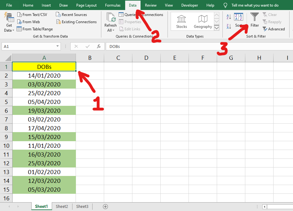 Unable to sort date of birth using advanced filter in excel ...
