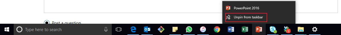 The Office Word, Excel, Power Point are added to taskbar after restart ...