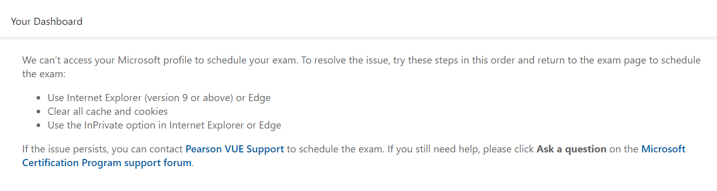 Not able to scheduling exam - Microsoft Q&A