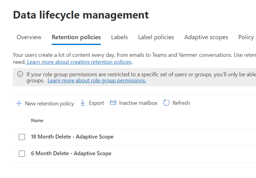 Files not being deleted by retention policies when using adaptive
