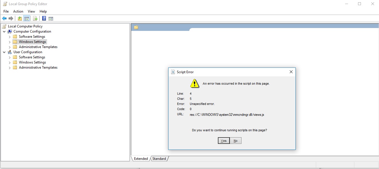 Local Group Policy Editor_Script Error - Microsoft Q&A