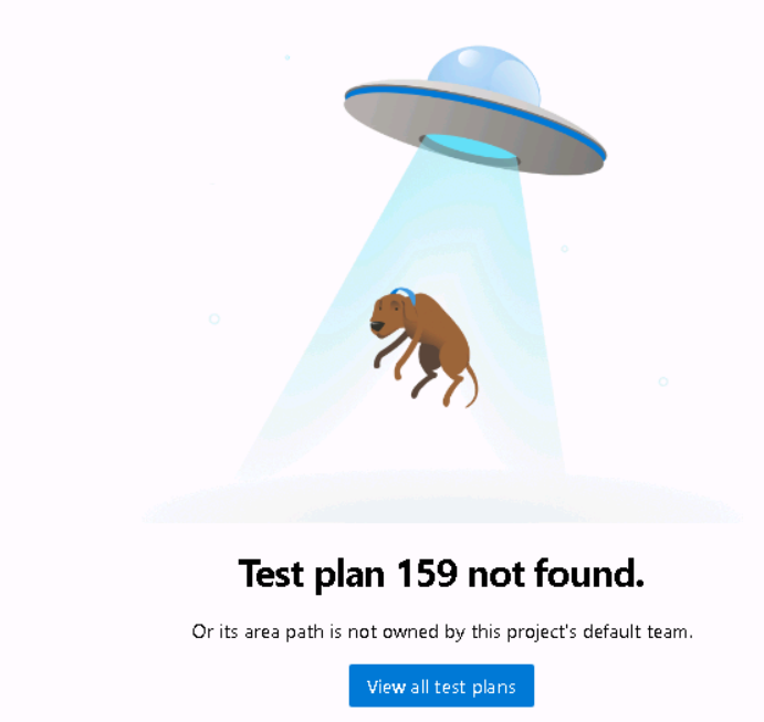 Test plan 159 not found Or its area path is not owned by this project's ...