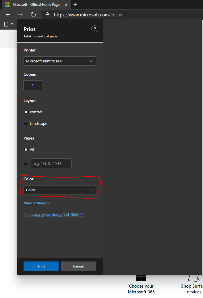 printing in color - Microsoft Q&A