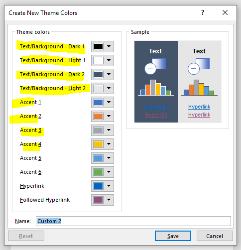 Is it possible to change the name of colors in Word color palette ...