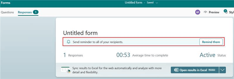 On Microsoft Forms, can Collaborators send reminders to people who have ...