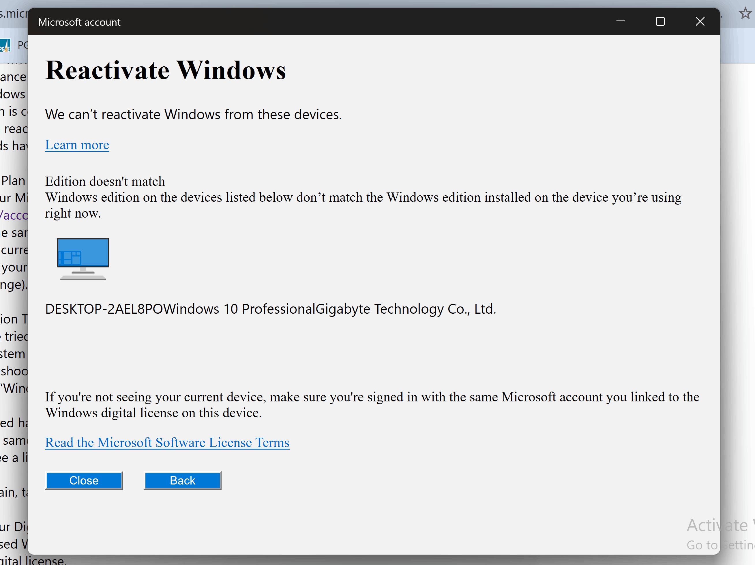 Having trouble re-activating my windows 11 Home after a motherboard ...